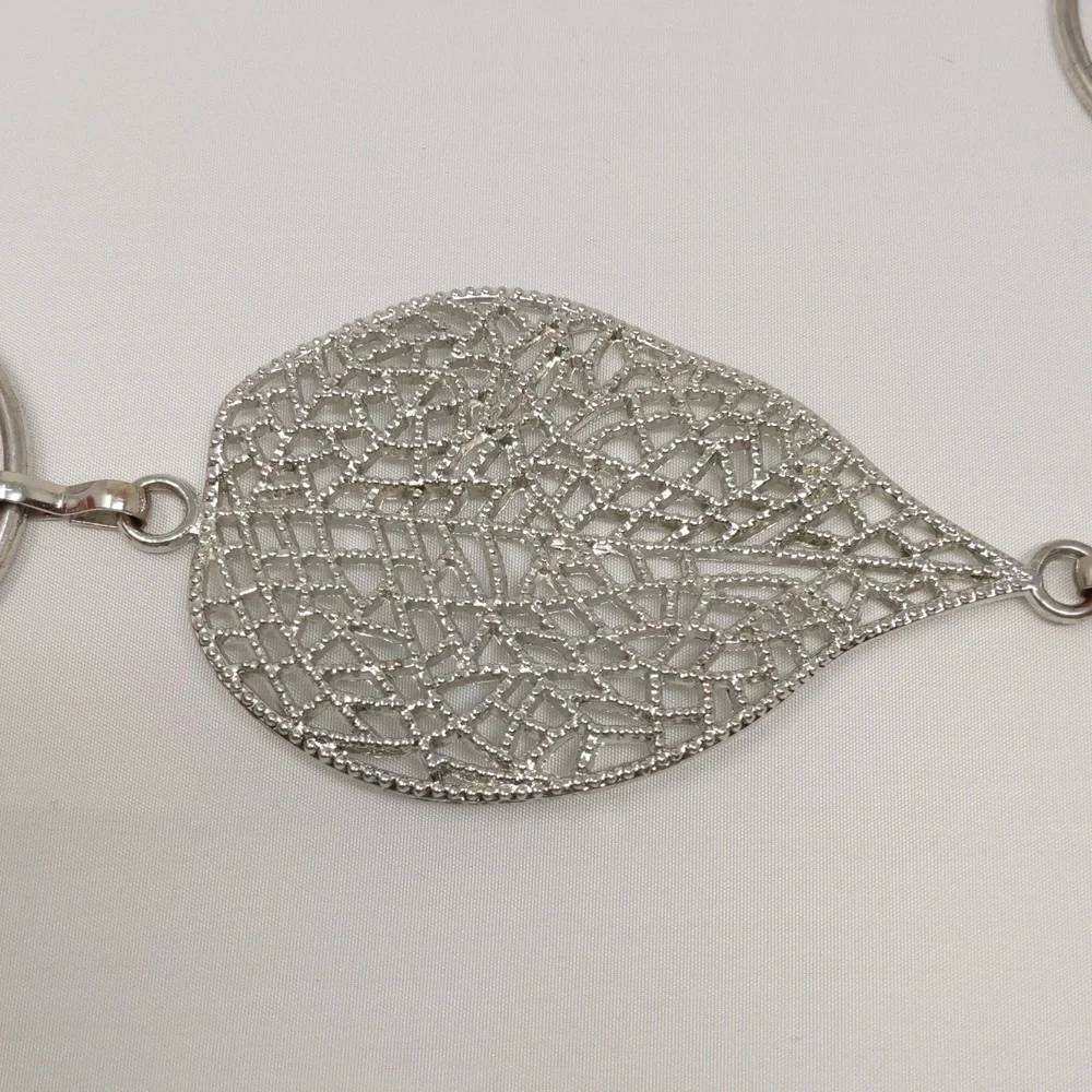 Women's Silver Tone Leaf Chain Belt